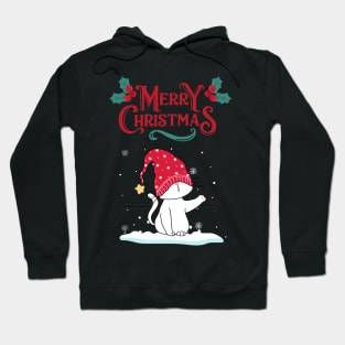 Merry Christmas Cat Playing in Snow Hoodie